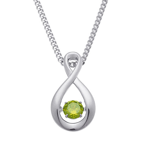 Personalized Womens Multi Color Cubic Zirconia Sterling Silver Round Pendant Necklace