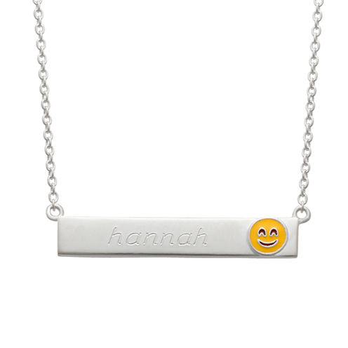 Personalized Sterling Silver Smiling Emoji Name Necklace