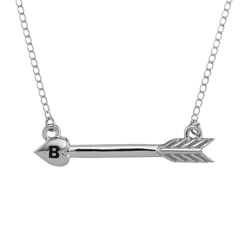 Personalized Sterling Silver Initial Arrow Necklace