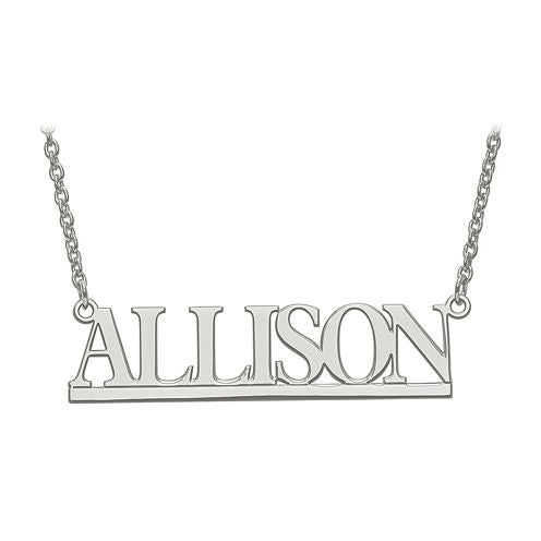 Personalized Sterling Silver 46x12mm Bamberg Font Name Necklace