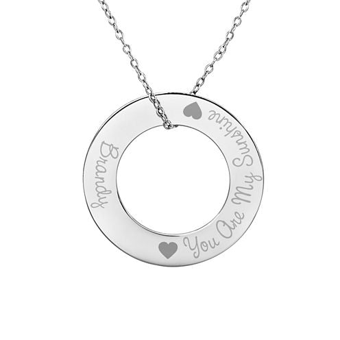 Personalized Sterling Silver 29mm "You Are My Sunshine" Round Pendant Necklace