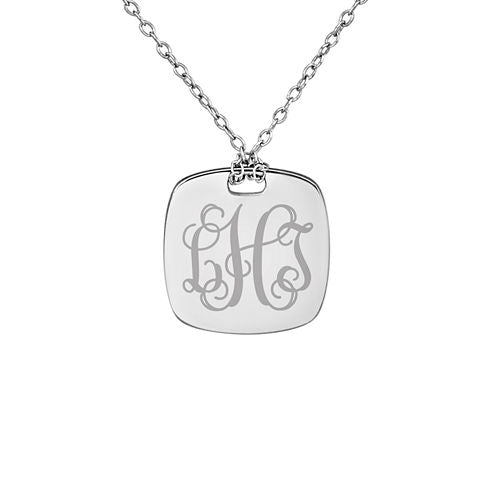 Personalized Sterling Silver 16mm Monogram Pendant Necklace