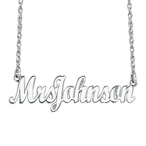 Personalized Sterling Silver "Mrs" Name Necklace