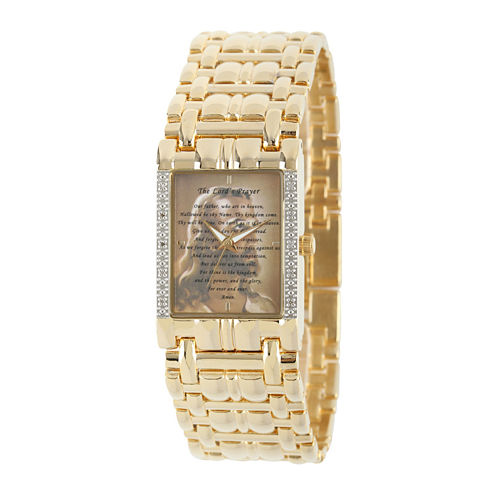 Personalized Mens Diamond-Accent Gold-Tone The Lord’s Prayer Watch