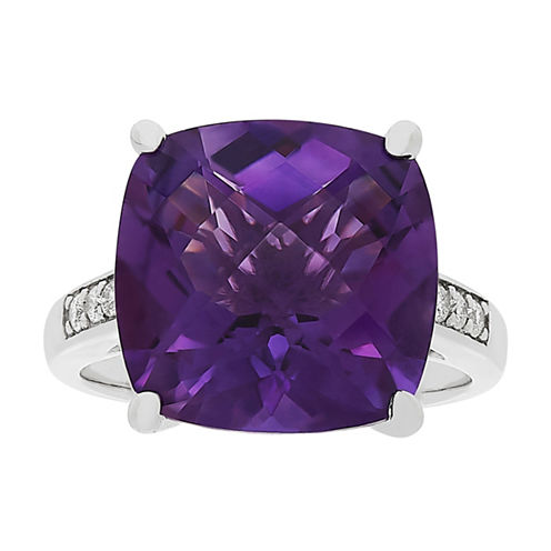 Womens Purple Amethyst 10K Gold Cocktail Ring