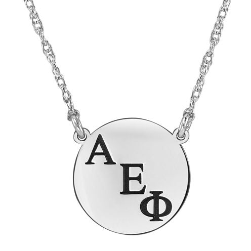 Personalized Greek Letters 16mm Circle Pendant Necklace