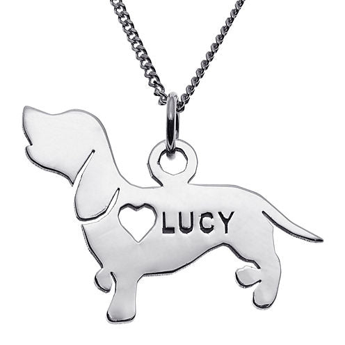 Personalized Dachshund Sterling Silver Pendant Necklace