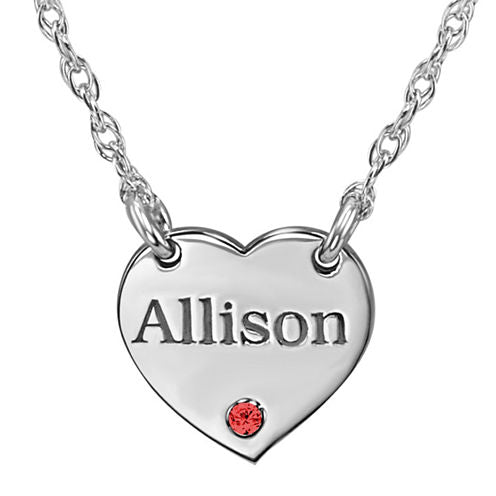 Personalized Birthstone Heart Name Pendant Necklace