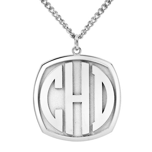 Personalized 27mm Block Monogram Pendant Necklace