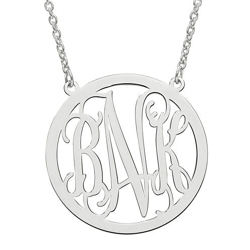 Personalized 26mm Circle Monogram Pendant Necklace