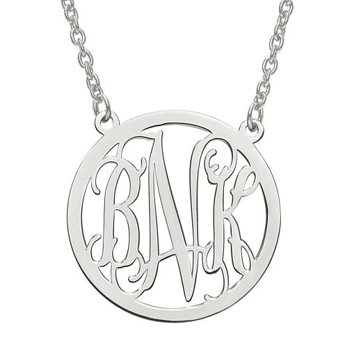 Personalized  32mm Circle Monogram Pendant Necklace