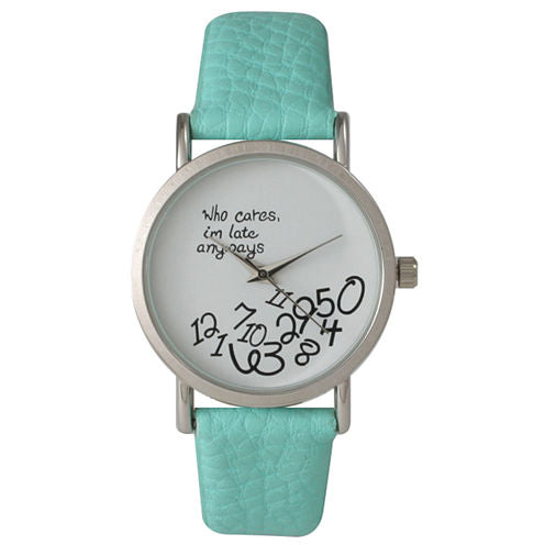 Olivia Pratt Womens Green Strap Watch-15189mint