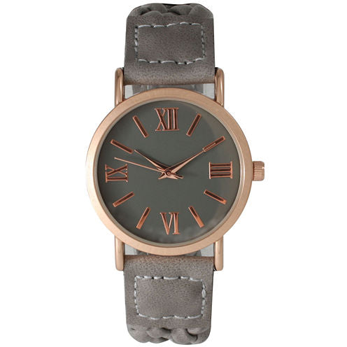 Olivia Pratt Womens Gray Strap Watch-14654greyrose