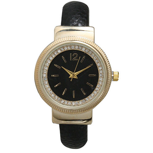 Olivia Pratt Womens Black Bangle Watch-15364