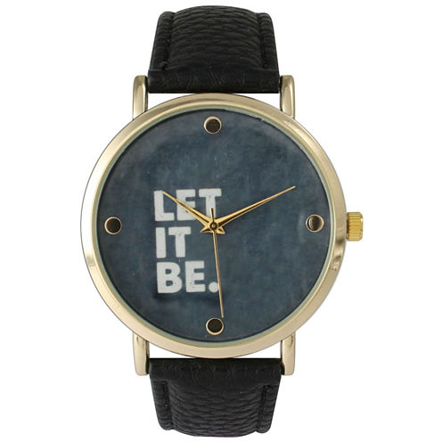 Olivia Pratt Women's 'Let It Be' Dial Black Leather Watch 14720