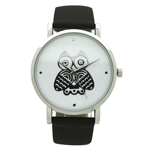 Olivia Pratt Owl Womens Black Strap Watch-A917349black