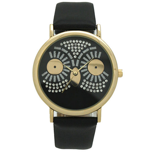 Olivia Pratt Owl Womens Black Strap Watch-15525black