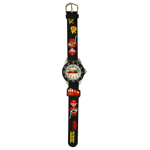 Olivia Pratt Kids Firefighter Black Strap Watch-17184