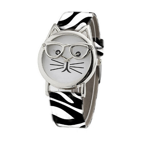 Olivia Pratt Cat Unisex Brown Strap Watch-15097zebra