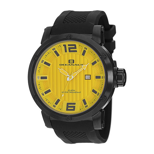 Oceanaut Spider Mens Yellow Dial and Black Silicone Strap Watch