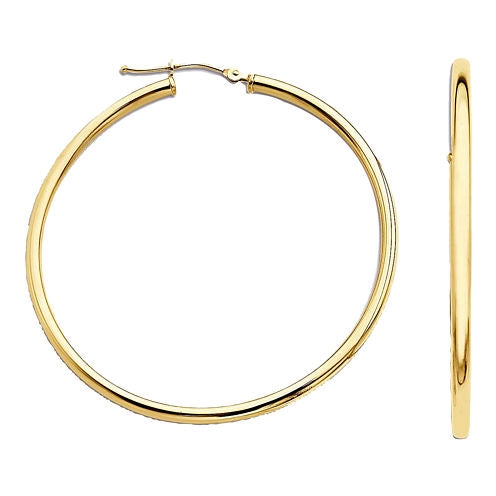 Narrow Hoop Earrings 14K Yellow Gold