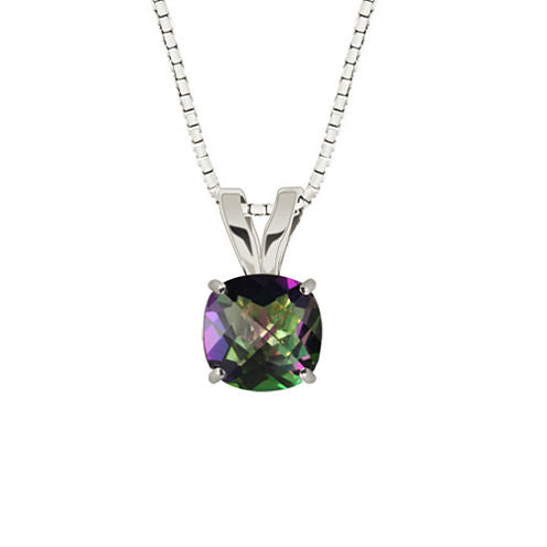 Mystic Topaz 10K White Gold Pendant Necklace