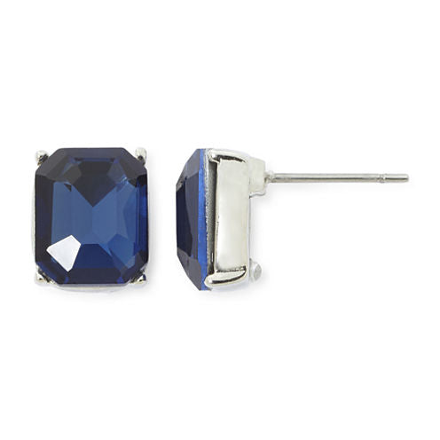 Monet® Blue Crystal Silver-Tone Stud Earrings