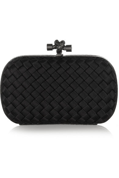 The Knot watersnake-trimmed intrecciato satin clutch