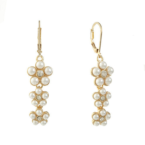 Monet Jewelry White SIMULATED PEARLS Drop Earrings