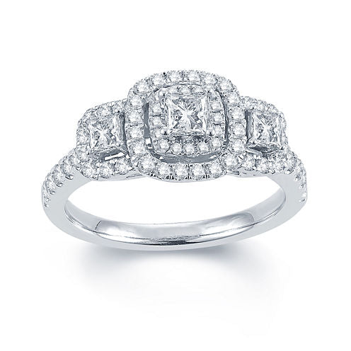 Modern Bride® Signature 1 CT. T.W. Diamond 14K White Gold 3-Stone Princess-Cut Ring