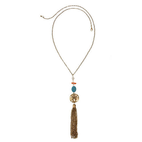 Mixit Coral Turq Pearl Womens Pendant Necklace