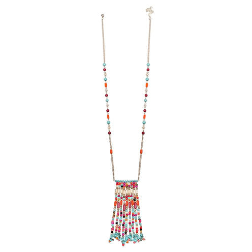 Mixit Clr 0318 Turq Muti Womens Beaded Necklace