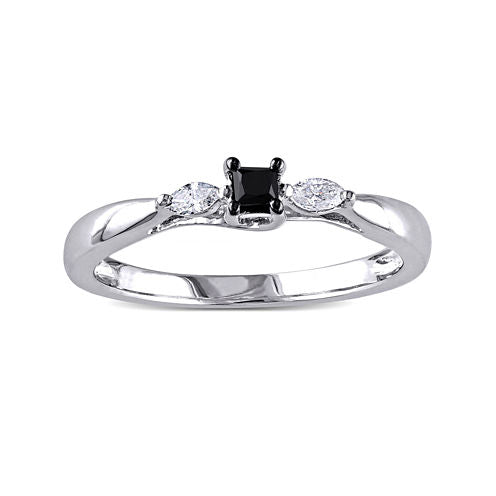 Midnight Black Diamond 1/4 CT. T.W. White and Color-Enhanced Black Diamond Engagement Ring