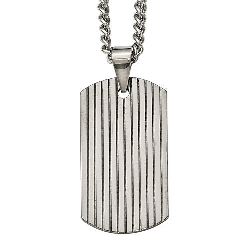 Mens Tungsten Carbide Dog Tag Pendant