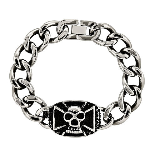 Mens Stainless Steel Skull Chain Bracelet