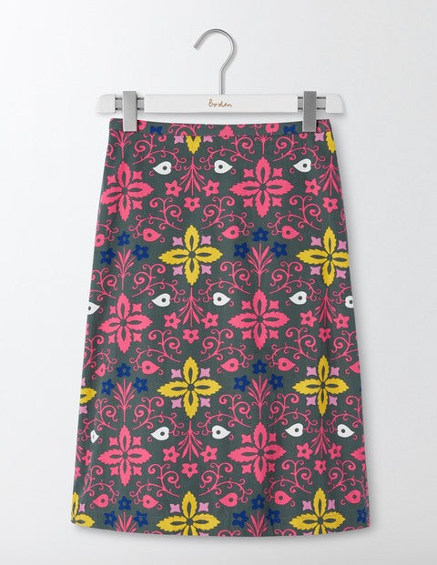 Printed Cotton A-Line Skirt