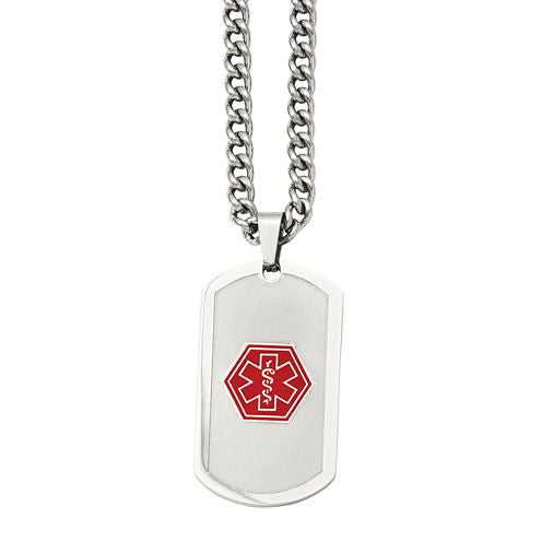 Mens Stainless Steel Dog Tag Medical Pendant