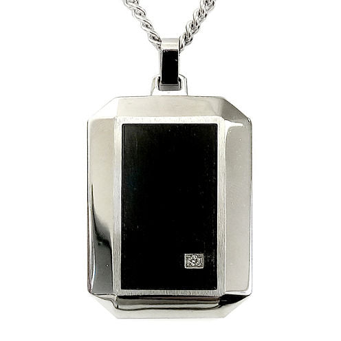 Mens Diamond Accent Two-Tone Stainless Steel Pendant