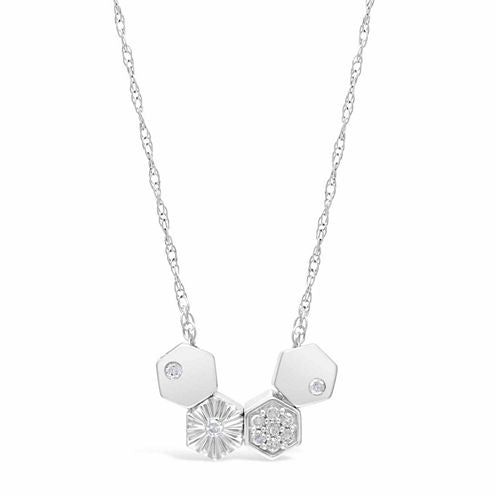 Womens Diamond Accent White Diamond Sterling Silver Pendant Necklace