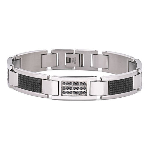 Mens Bracelet, 1/3 CT. T.W. Black Diamond Steel