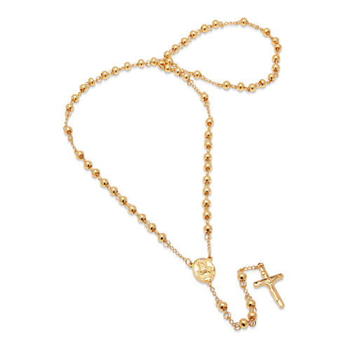 Mens 18K Gold over Stainless Steel Rosary Necklaces