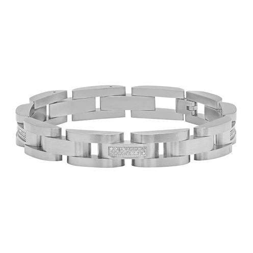 Mens 1/3 CT. T.W. Diamond Stainless Steel Bracelet