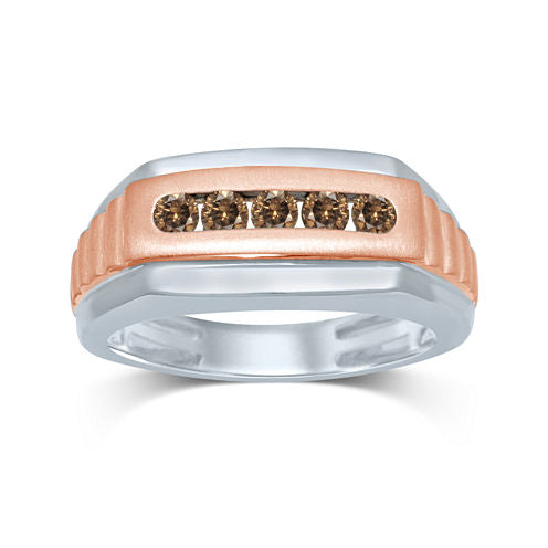 Mens 1/2 CT. T.W. Champagne Diamond 10K Two-Tone Gold Ring