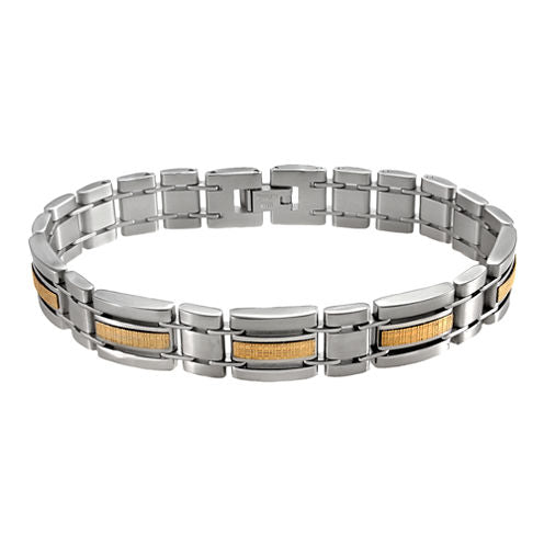 Men’s 18K Yellow Gold & Stainless Steel Link Bracelet