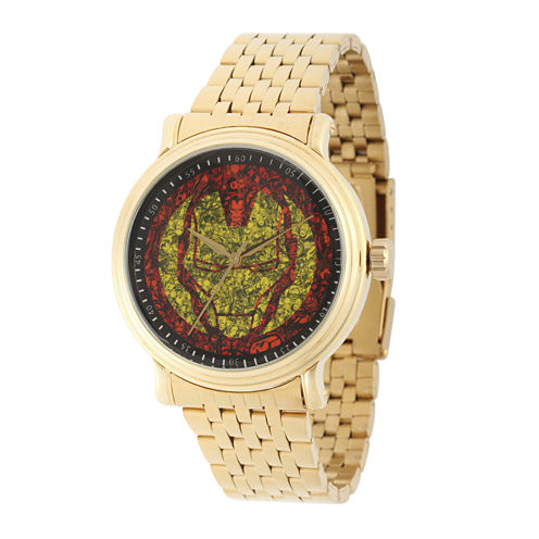 Marvel® Mens Gold-Tone Stainless Steel Strap Iron Man Bracelet Watch