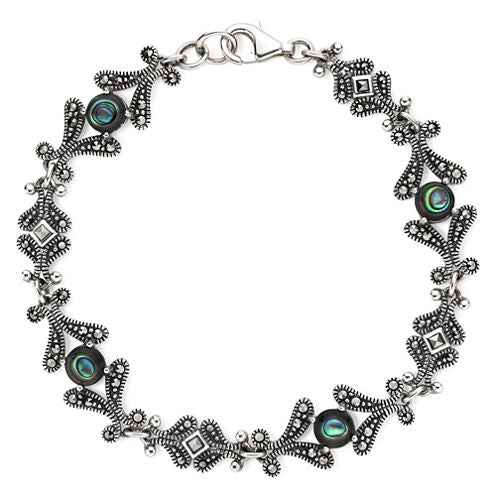 Marcasite and Abalone Shell Sterling Silver Bracelet