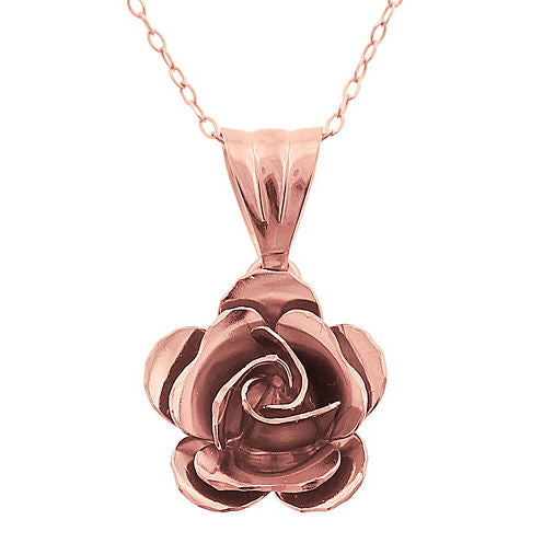 Made In Italy Womens 14K Gold 14K Rose Gold Flower Pendant Necklace