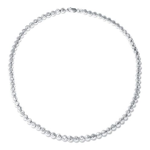 Made in Italy Sterling Silver Diamond-Cut Bead Necklace