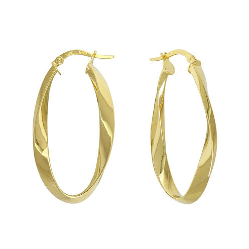 Made in Italy 14K Yellow Gold Twisted Oval Hoop Earrings