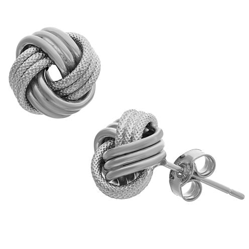 Made In Italy 14K White Gold 9mm Knot Stud Earrings